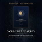 Personalized Big 3 Birth Chart Reading — Digital PDF
