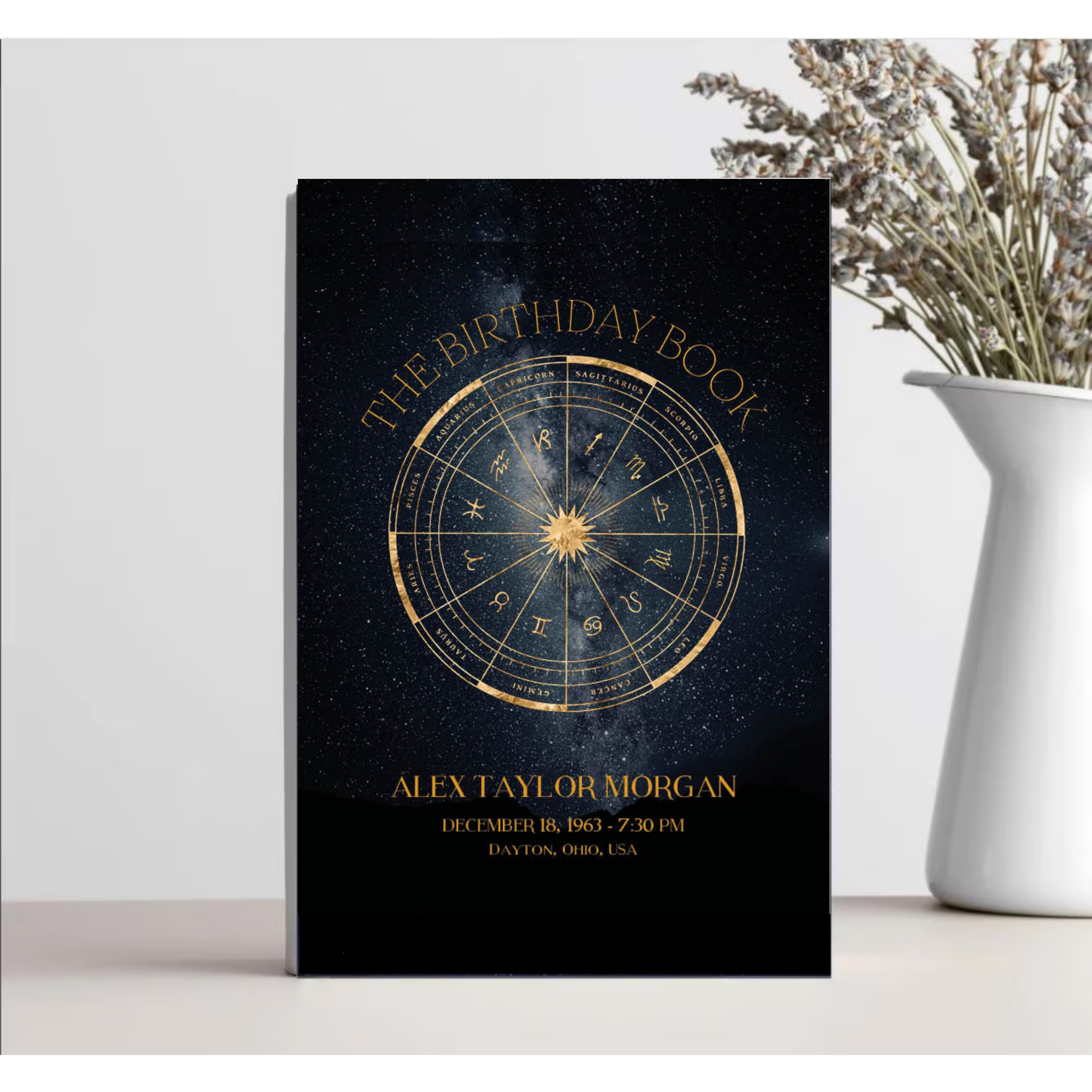 Personalized Astrology Birth Chart Book – Midnight Black