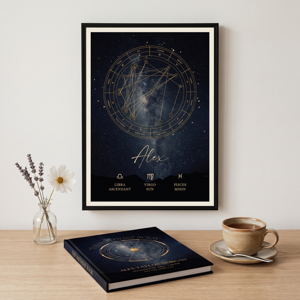 Birthday Book & Natal Chart Poster Bundle · Midnight Black