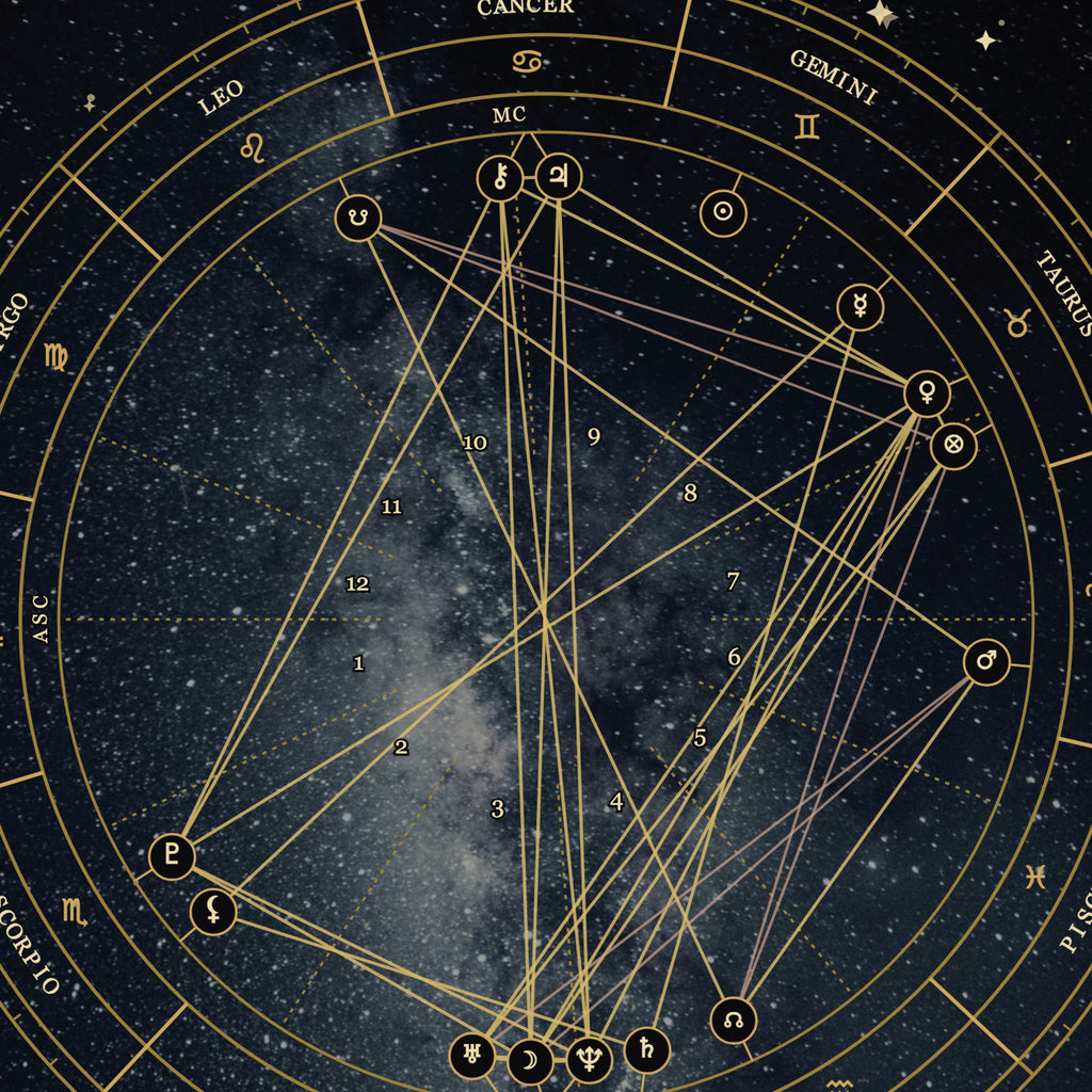 Personalized Astrology Natal Chart Poster – Midnight Black Edition